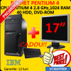 Computer IBM 8189, Pentium 4, 2.8GHz, 1024MB, 40GB, DVD-ROM + Monitor LCD 17 inch