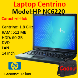 Laptopuri second HP NC6220, Intel Pentium M Centrino, 1.8ghz, 512Mb, 60Gb, DVD-ROM