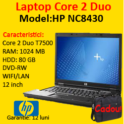 HP NC8430, Core 2 Duo T7500 2.0Ghz, 1GB DDR2, 80 GB HDD, DVD-RW