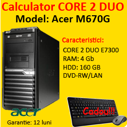 Acer M670G, Core 2 Duo E7300, 2.66Ghz, 4Gb DDR3, 160Gb, DVD-RW