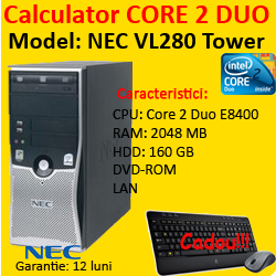 Calculator second NEC PowerMate VL280 Tower, Core 2 Duo E8400, 3.0Ghz, 2Gb, 160Gb, DVD-ROM