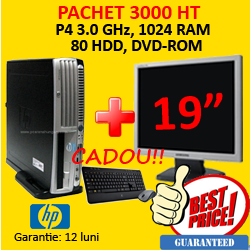 Pachet HP DC7600 USFF, Pentium 4 3.0Ghz, 1Gb, 80Gb + Monitor LCD 19 inci diferite modele