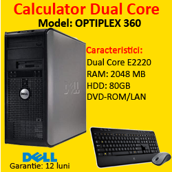 Computer Dell Optiplex 360, Pentium Dual Core E2220, 2.4Ghz, 2Gb, 80Gb, Combo