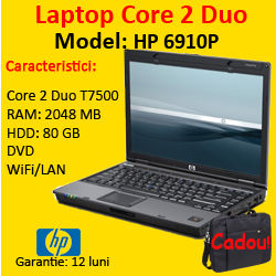 Laptopuri Ieftine HP 6910p, Intel Core 2 Duo T7500, 2.2ghz, 2Gb, 80Gb, DVD-ROM