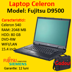 Laptopuri Second Hand Fujitsu Siemens D9500, Celeron 540, 1.86Ghz, 2Gb DDR2, 80Gb HDD, DVD-RW