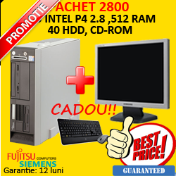 Pachet ieftin Fujitsu N600 Pentium 4 2800 MHz, 512 RAM, 40 HDD, CD-ROM + Monitor LCD