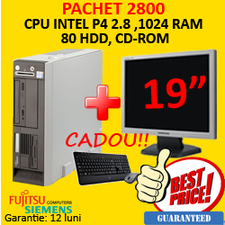 Pachet second Fujitsu N600 Pentium 4 2800 MHz, 1 GB RAM, 80G HDD, CD-ROM+LCD 19 inch