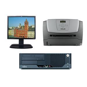 Pachet Fujitsu Siemens E5730, Core 2 Duo E8400, 3.0Ghz, 4Gb, 250Gb + LCD HP 1755 + Imprimanta Lexmark E360D