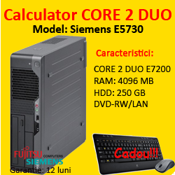 Calculator Fujitsu E5730, Core 2 Duo E7200, 2.53Ghz, 4Gb DDR2, 250Gb HDD, DVD-RW