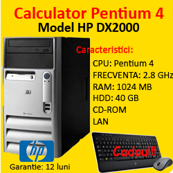 Unitate centrala HP DX2000, Intel pentium 4, 2.8Ghz, 1Gb DDR, 40 HDD, CD-ROM