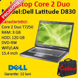Dell Latitude D830, Intel Core 2 Duo T7250, 3Gb DDR2, 120 Gb HDD, DVD-RW, 15.4 Inci