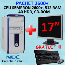 Pachet Second Hand 2600+ 512RAM/ 40HDD/ CD + LCD17 inch la 299!!