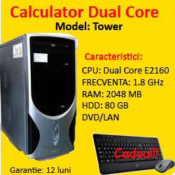 Computere Tower Pentium Dual Core E2160, 1.8Ghz, 2Gb DDR2, 80Gb SATA, DVD-ROM