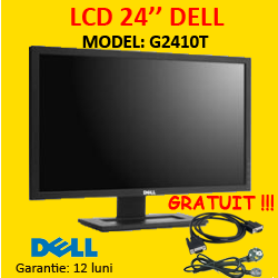 Monitor Wide Dell G2410T, 24 inci LED-Backlight, Full HD 1920 x 1080, DVI, VGA