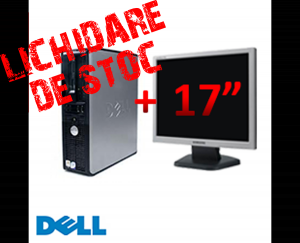 Unitate desktop Dell Optiplex GX620 SFF, Intel Pentium D 2.8 GHz, 1GB DDR2, 80GB HDD, DVD-ROM + Monitor LCD 17 inch