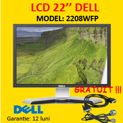 Monitor LCD Wide Dell 2208WFP, 22 inci LCD, 1680 x 1050