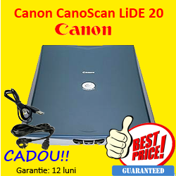 Scanner Second Hand Canon CanoScan LiDE 20 Flatbed, Alimentare USB PLug and Play, Color si Monocrom