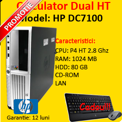 Calculatoare second hand HP DC7100, Intel P4 DUAL HT, 2.8GHZ, 1024 GB RAM, 80 GB HDD, CD-ROM