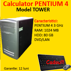 Calculator Ieftin Tower Intel Pentium 4, 3.0Ghz, 1Gb DDR, 80Gb SATA, DVD-ROM