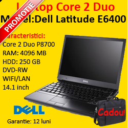 PRET PROMOTIONAL: Dell Latitude E6400, Core 2 Duo P8700, 250Gb, 4GB, DVD-RW