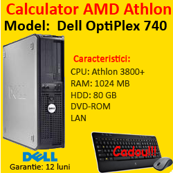 Calculatoare second Dell OptiPlex 740, AMD Athlon 3800+, 2.0Ghz, 1Gb, 80Gb, DVD-ROM