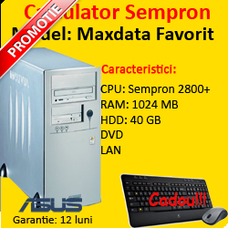 Unitate centrala Maxdata Favorit, AMD Sempron 2800+, 1.6Ghz, 1Gb, 40Gb, DVD-ROM