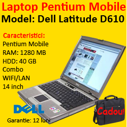 Laptop second Dell Latitude D610, Pentium M 1.73ghz, 1280Mb DDR2, 40Gb SATA , Combo