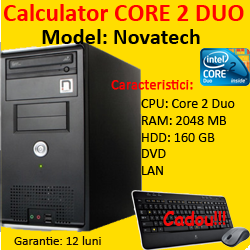 Unitate centrala Novatech Core 2 Duo E4300, 1.8Ghz, 2Gb DDR2, 160Gb, DVD-ROM