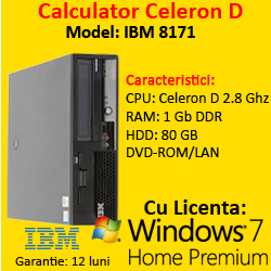 Windows 7 + Calculator IBM ThinkCentre 8171, Celeron D 2.8Ghz, 1Gb DDR, 80Gb SATA, DVD-ROM
