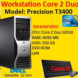 Workstation Second Hand Dell Precision T3400, Core 2 Duo E6550, 2.33Ghz, 4GB DDR2, 250Gb, nVidia Quadro FX 1700