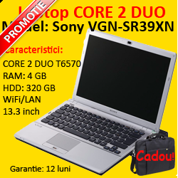 Laptop Second Hand SONY VAIO VGN-SR39XN, CORE 2 DUO T6570, 4GB RAM, 320 GB HDD, DVD-RW