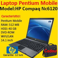 Laptop secon HP Compaq Nc6120, Pentium M 1.73Ghz, 512Mb DDR, 40Gb HDD, DVD-ROM