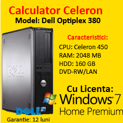 Windows 7 Home + Dell Optiplex 380 Desktop, Intel Celeron 450, 2.2Ghz, 2Gb DDR3, 160Gb HDD, DVD-RW