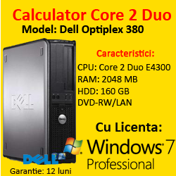 Windows 7 Pro + Dell Optiplex 380 Desktop, Core 2 Duo E4300, 1.8Ghz, 2Gb DDR3, 160Gb HDD, DVD-RW