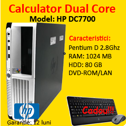 Computer HP DC 7700 SFF, Intel Pentium Dual Core, 2.8Ghz, 1Gb DDR2, 80Gb, DVD-ROM