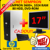 Hp dc5750 sempron 3600+, 1024 ram, 80 giga hdd, dvd + monitor