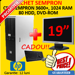 HP DC5750 Sempron 3600+, 1024 RAM, 80 Giga HDD, DVD + Monitor 19 inch