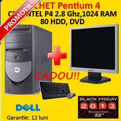 Pachet Dell Optiplex GX280 Tower, Intel Pentium 4, 2.8ghz, 1Gb, 80Gb HDD, DVD-ROM + Monitor LCD