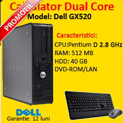 Calculator Ieftin Dell OptiPlex GX520, Dual Core, 2800Mhz, 512 MB, 40 Gb HDD, DVD-ROM