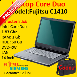 OFERTA: Fujitsu Siemens LIFEBOOK C1410, CORE DUO T2400 1.83GHZ, 1GB, 60GB, DVD-RW