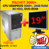 Pachet secund Fujitsu P5600, Sempron 3000+, 2048 RAM, 80 HDD, DVD + Monitor LCD 19 inch