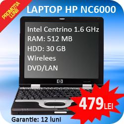 Laptop HP NC6000, Intel Centrino,1.6Ghz, 512Mb DDR, 30Gb PATA, DVD-ROM, 14 inci