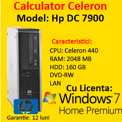 Licenta Windows 7 + HP DC7900, Intel Celeron 440 , 2.0Ghz, 2Gb DDR2, 160Gb, DVD-RW