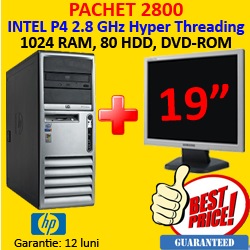 Pachet second HP D5330, Pentium 4 2800 MHz, 1024 RAM, 80 HDD + Monitor LCD 19 inch