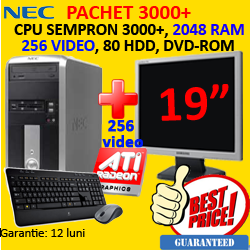 PACHET second NEC VL350, Sempron 3000+ , 2048 Mb RAM,80Gb HDD ,DVD + LCD 19 inch
