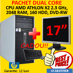 Calculator HP DC5850, AMD Athlon X2 , 2 Gb, 160 Gb, DVD-RW + Monitoare SH LCD 17 inci