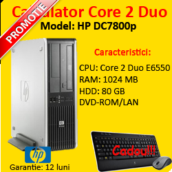 Computer Second Hand HP DC7800P, CORE 2 DUO E6550, 2.33 GHZ, 1 GB, 80 HDD, DVD