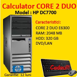 Calculator second hand HP DC7700, Intel Core 2 Duo E6300, 1.86Ghz, 2Gb, 320Gb DVD-ROM