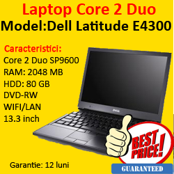 Laptop second Dell Latitude E4300, Core 2 Duo SP9600, 2.53Ghz, 2048Mb, 80Gb, DVD-RW, WebCam