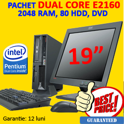 Pachet second Dual Core E2160, IBM MT-M 6087, 2GB RAM, 80 HDD, DVD + LCD 19 inch